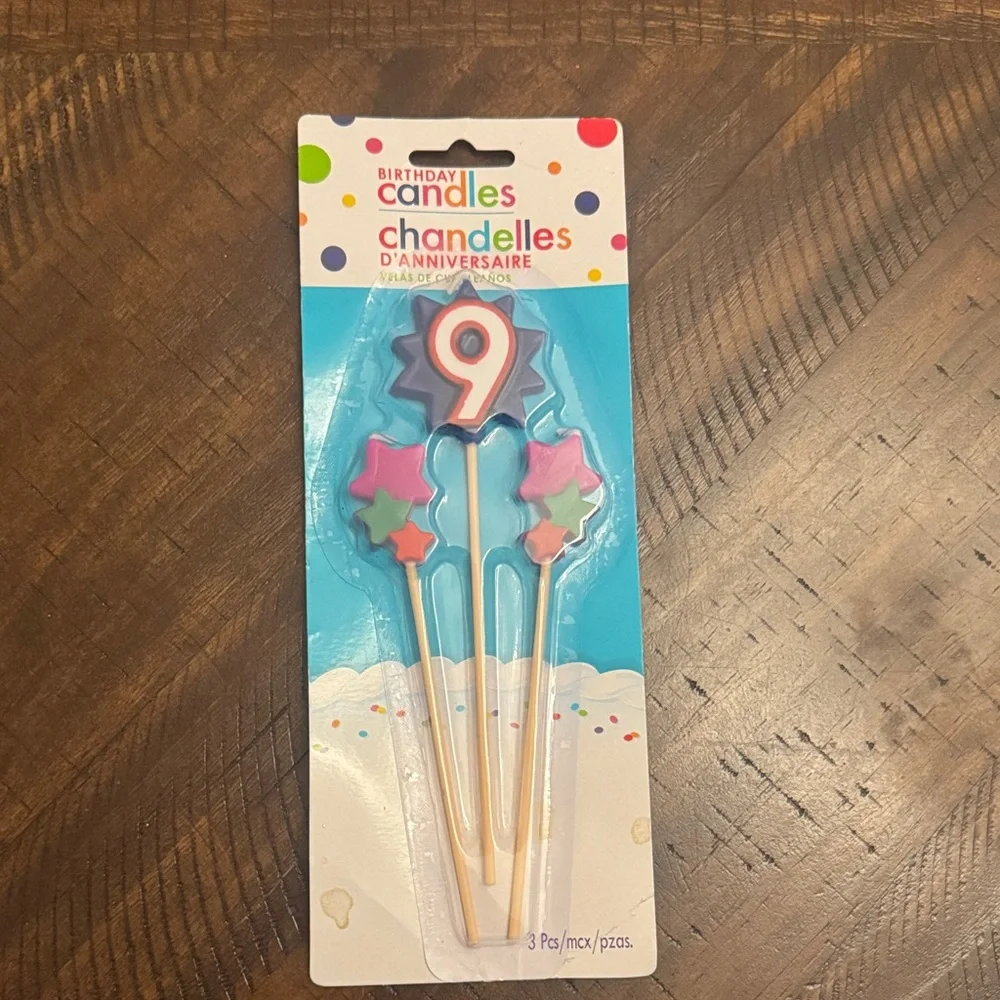 Party City Multicolor Number 9 Star Candles